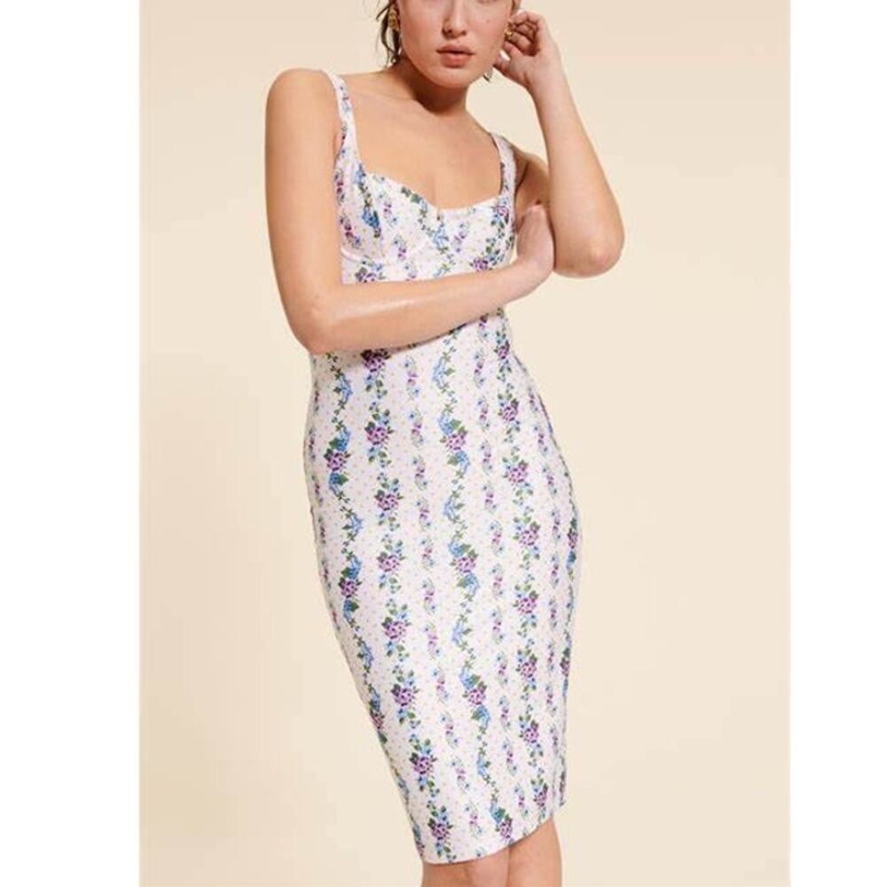 Rouje Arielle floral sleeveless midi bodycon dress